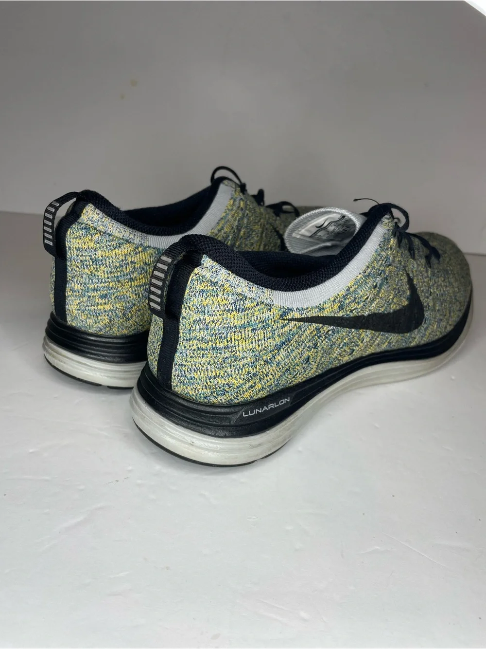 Nike Flyknit Lunar1+ sneakers multi-color woven knit upper mens size 10